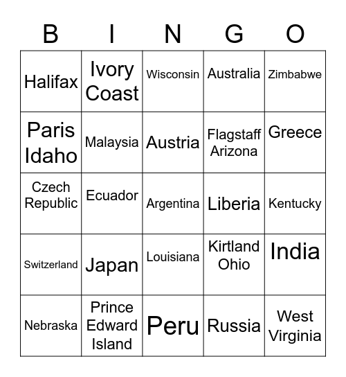Temple Bingo Card