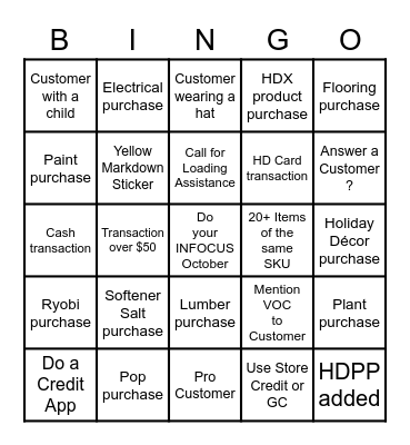 CASHIER APPRECIATION MONTH Bingo Card