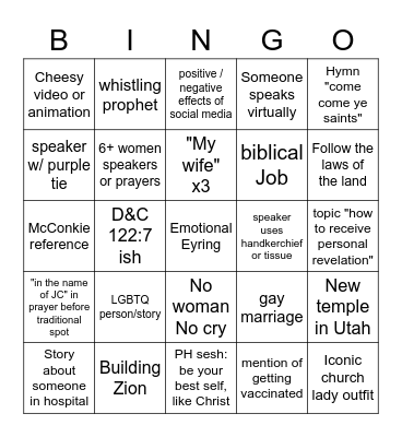 GC October 2021 Bingo Card