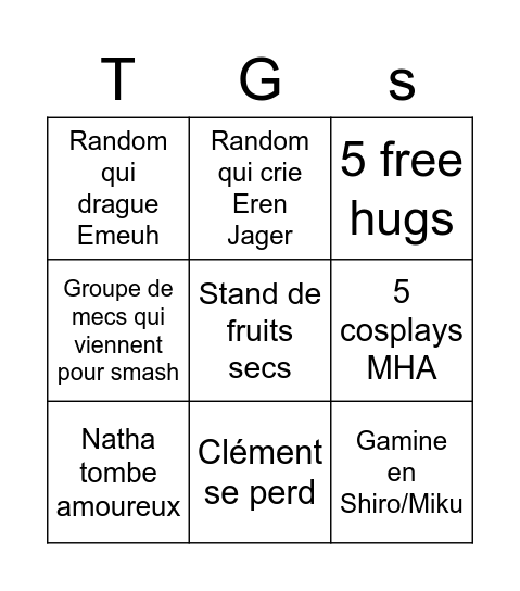 TGS Pau Bingo Card