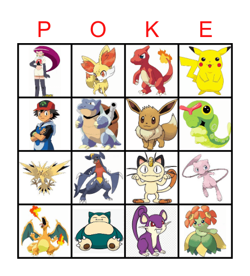 Pokemon bingo Card