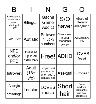 Mod Star Bingo Card