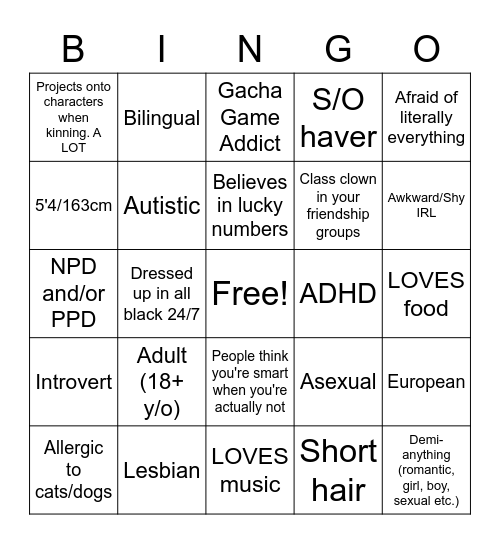 Mod Star Bingo Card