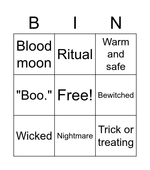 Sa bingoween Bingo Card