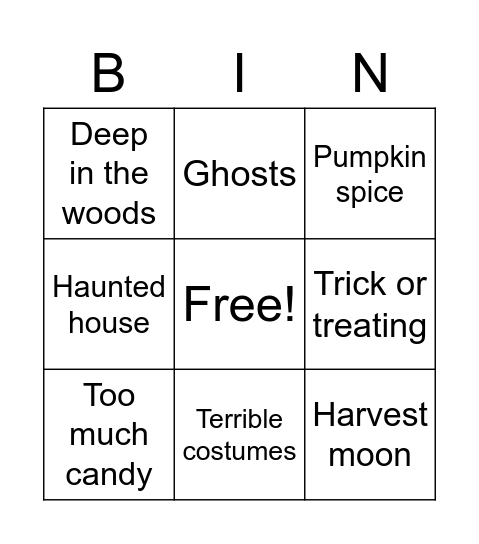 samunderthelights bingoween Bingo Card