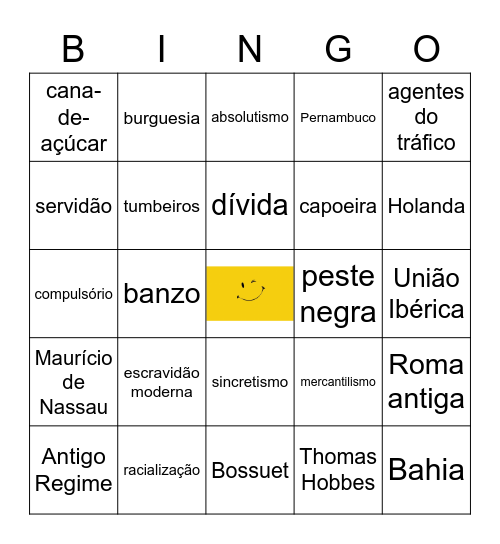 ESCRAVIDÃO NO BRASIL E CRISE NA EUROPA Bingo Card