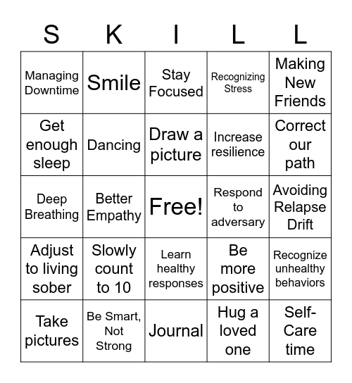 Why Have Coping Skills Bingo Card