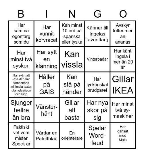 Ingela & Mats 2021-10-30 Bingo Card