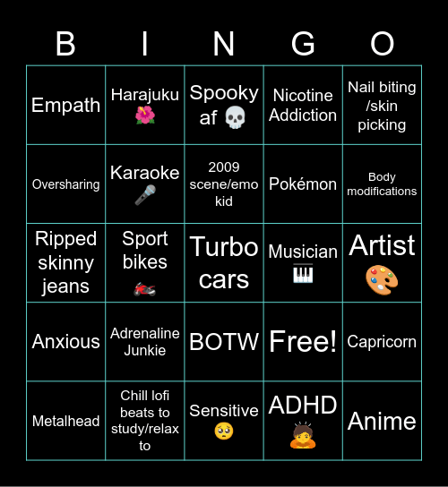 How similar are you we? Bingo Card