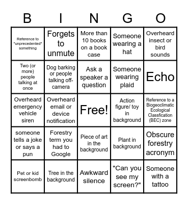 2021 Virtual CIF-IFC Conference & 113th AGM Bingo Card