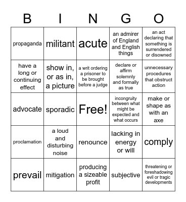 They Called Us Enemy Bingo Card