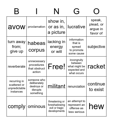 They Called Us Enemy Bingo Card