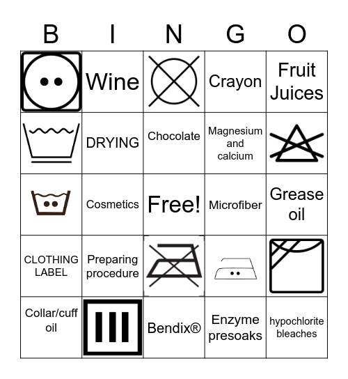 Laundry Bingo Card