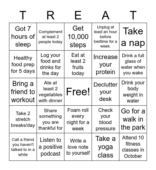 Rise Up Bootcamp Bingo Card