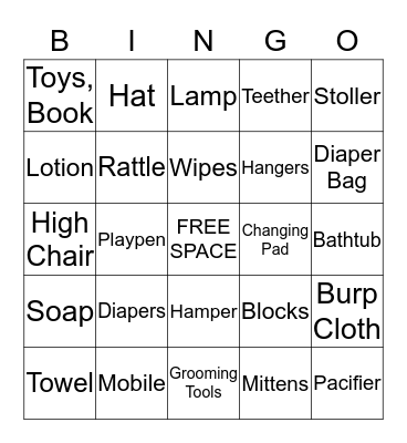 Christina's Baby Shower Bingo Card