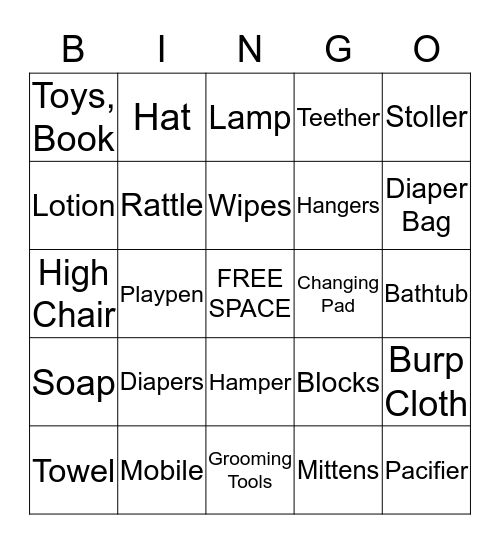Christina's Baby Shower Bingo Card