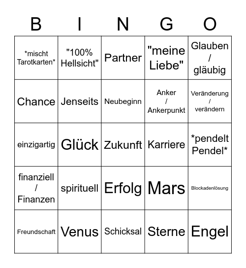 AstroTV SchicksalsBlick Bingo Card