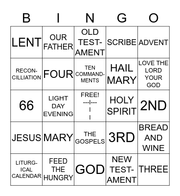 Bible Bingo Card