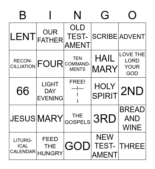 Bible Bingo Card