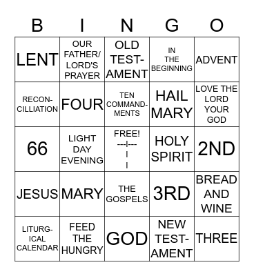 Bible Bingo Card