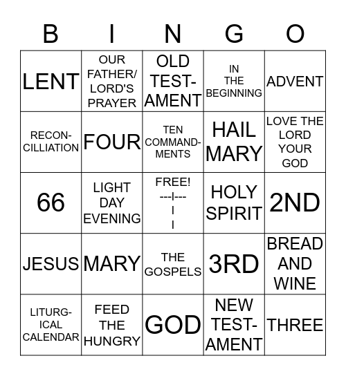 Bible Bingo Card