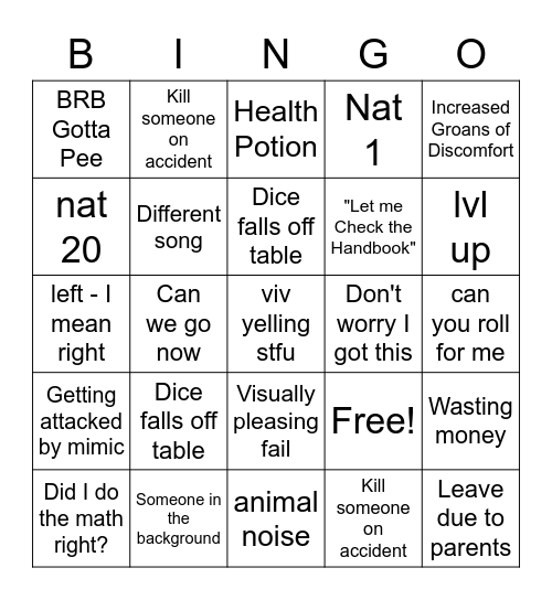 DND Bingo Card