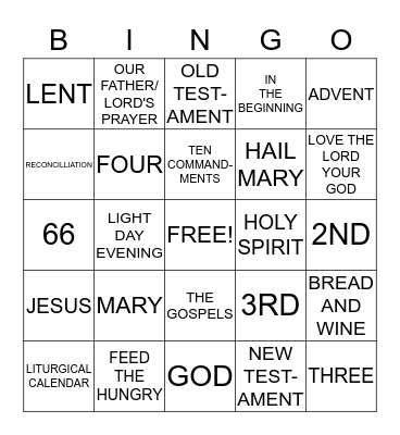 Bible Bingo Card