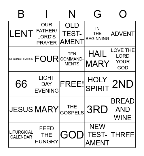 Bible Bingo Card