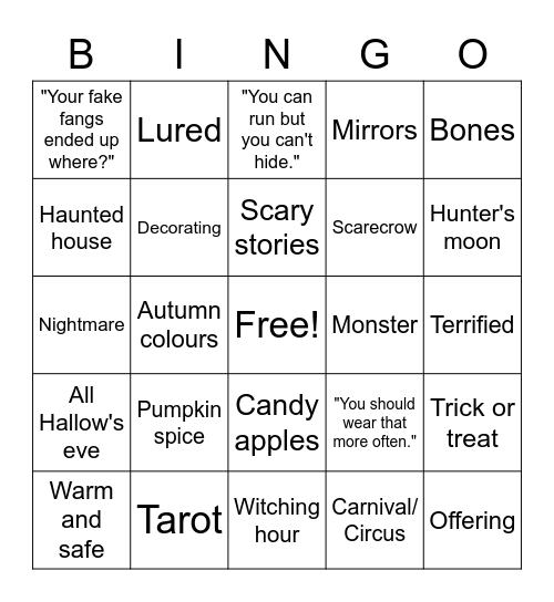 Ellie bingoween Bingo Card