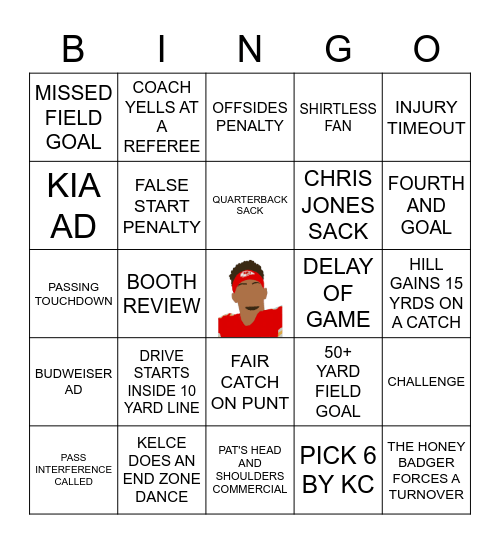 CHIEFS BINGO Card