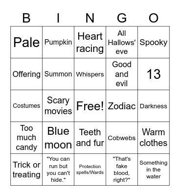Sandrine bingoween Bingo Card