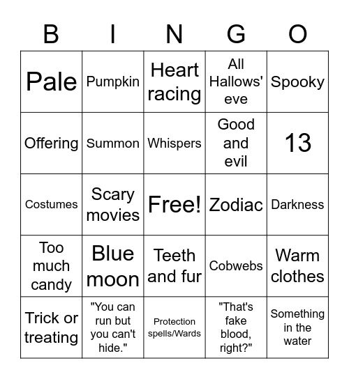 Sandrine bingoween Bingo Card