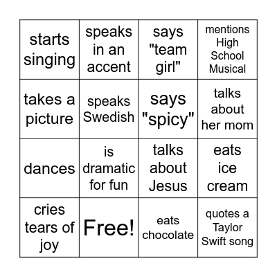 BINGO - Charissa Edition Bingo Card
