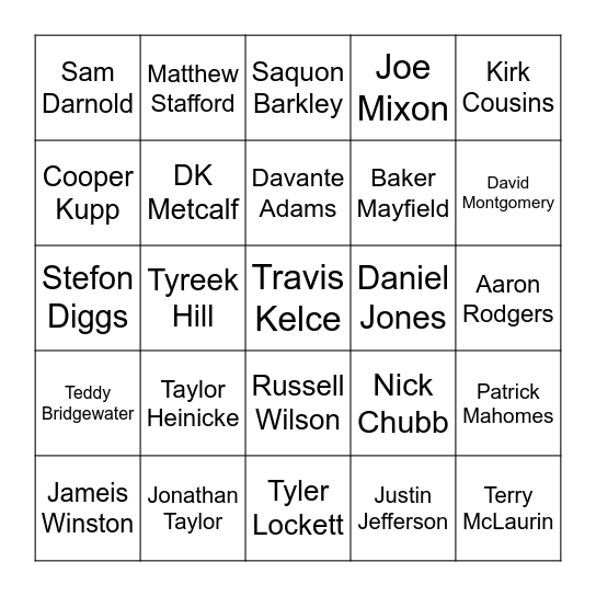 Superflex TD Bingo Card