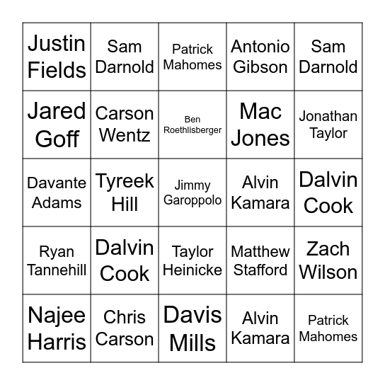 Superflex TD Bingo Card