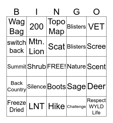 WYLD Bingo Card