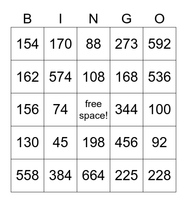 Multiplication Bingo! Bingo Card