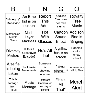 He's All That Bingo Card