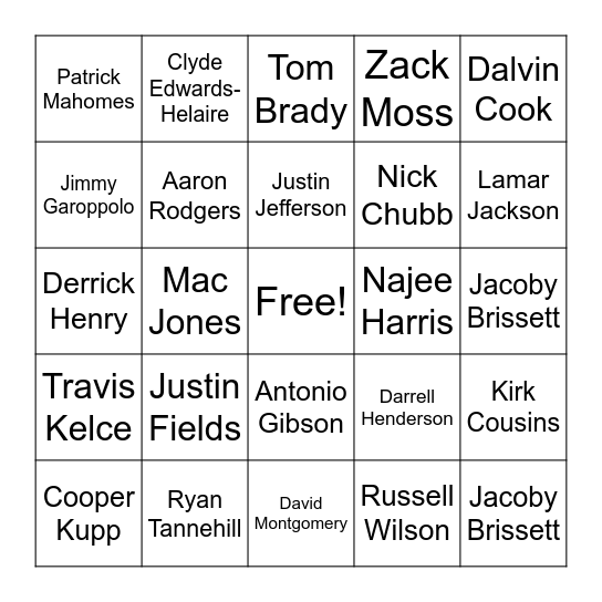 Superflex TD Bingo Card