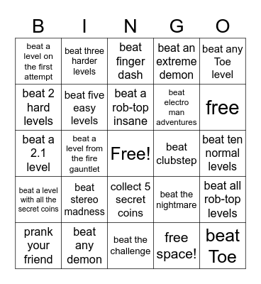 Gd bingo pog Bingo Card