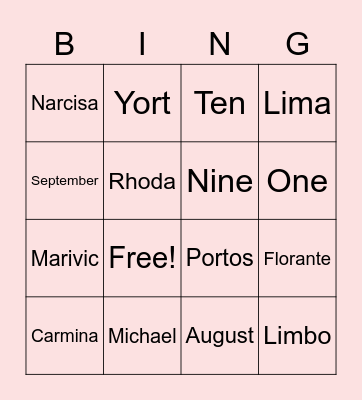 Clan bingo Card