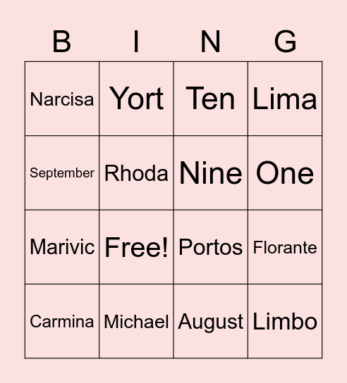 Clan bingo Card