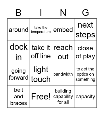 SNE bingo Card