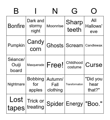 Toby bingoween Bingo Card