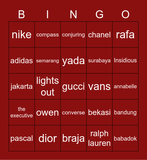 owen's bingo Card