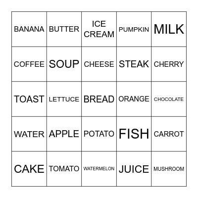 FOOD Bingo Card