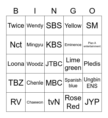 SONGMllNO Bingo Card