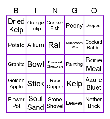 Minecraft Bingo :D Bingo Card