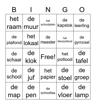 Bingo Thema 1 deel 1 Bingo Card