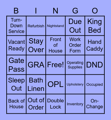 Housekeeping Bingo Card